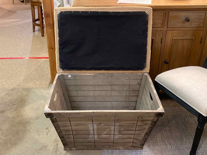 Ballard Design  Storage Ottoman With Burlap Cushion Top