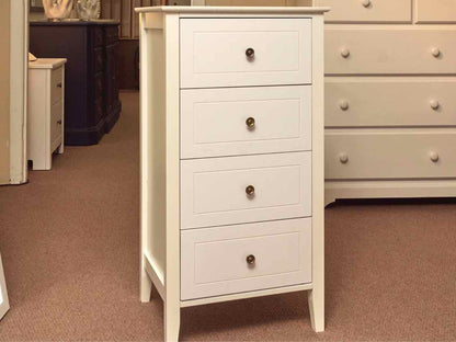 White Finish Petite 4 Drawer Chest