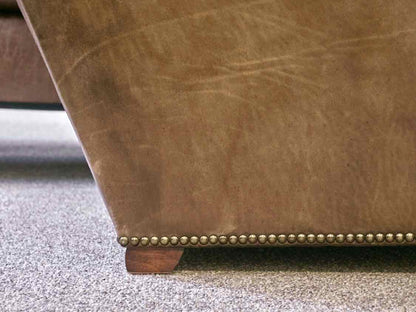 Pair of RH 'Ambrose' Leather Chairs with Brushed Brass Nailhead