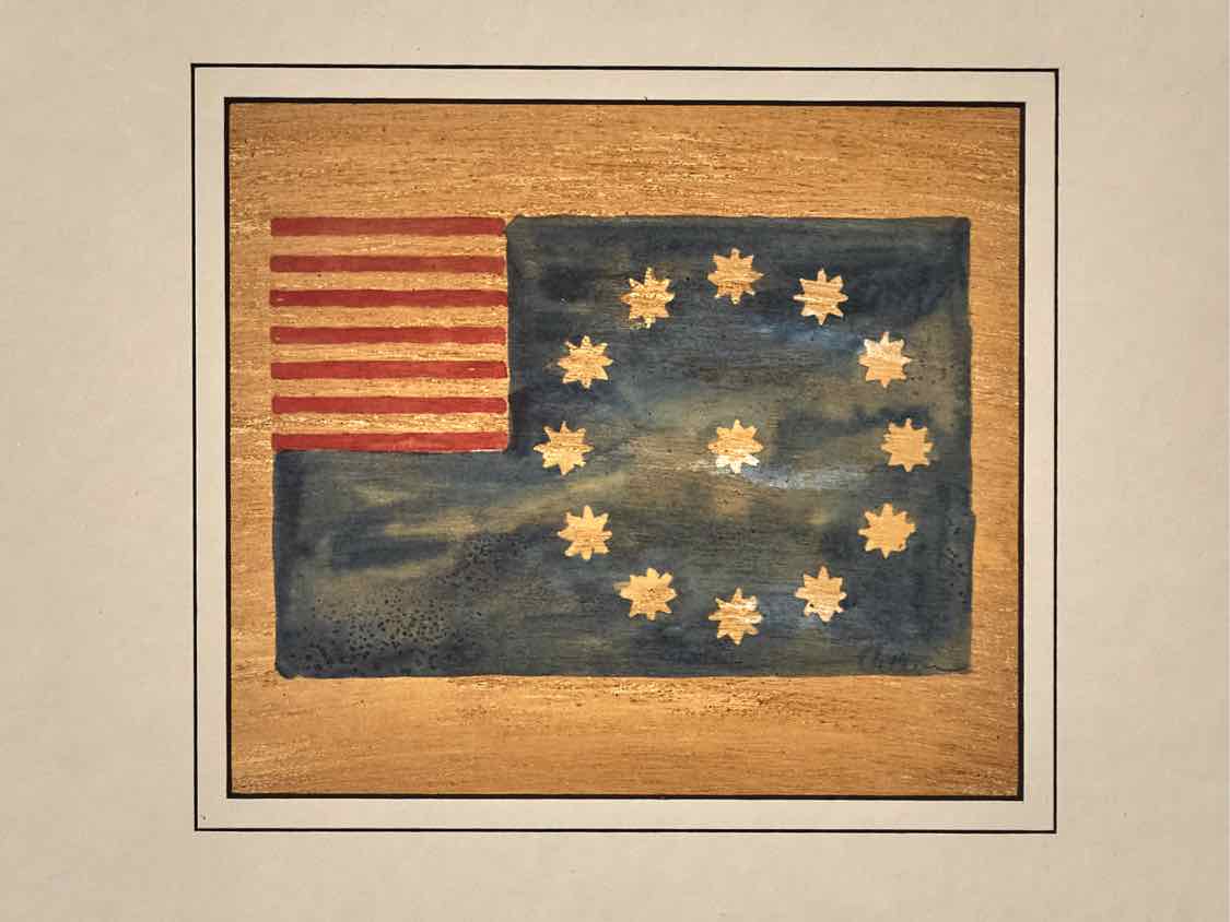 'American Flags V' Art Print In Matt Black & Silver Accent Frame