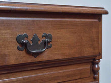 Pair of Maple 3-Drawer Nightstands with Antique Brass Pulls