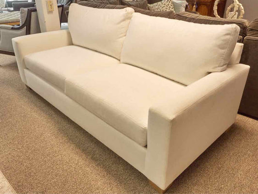 Pottery Barn Comfort Modern Square Arm Grand 87" Sofa in Warm White