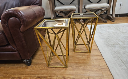 Madison Park Pair of 'Zee' Mirror Top Accent Tables
