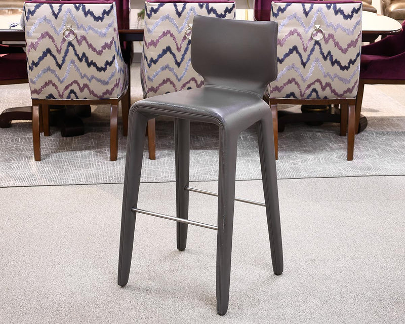 Set of 4 Roche Bobois Chabada Bar Stools in Grey Eco Leather