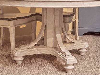 Round  Driftwood Top Finish Cream Finish Table &  4 Chair Set