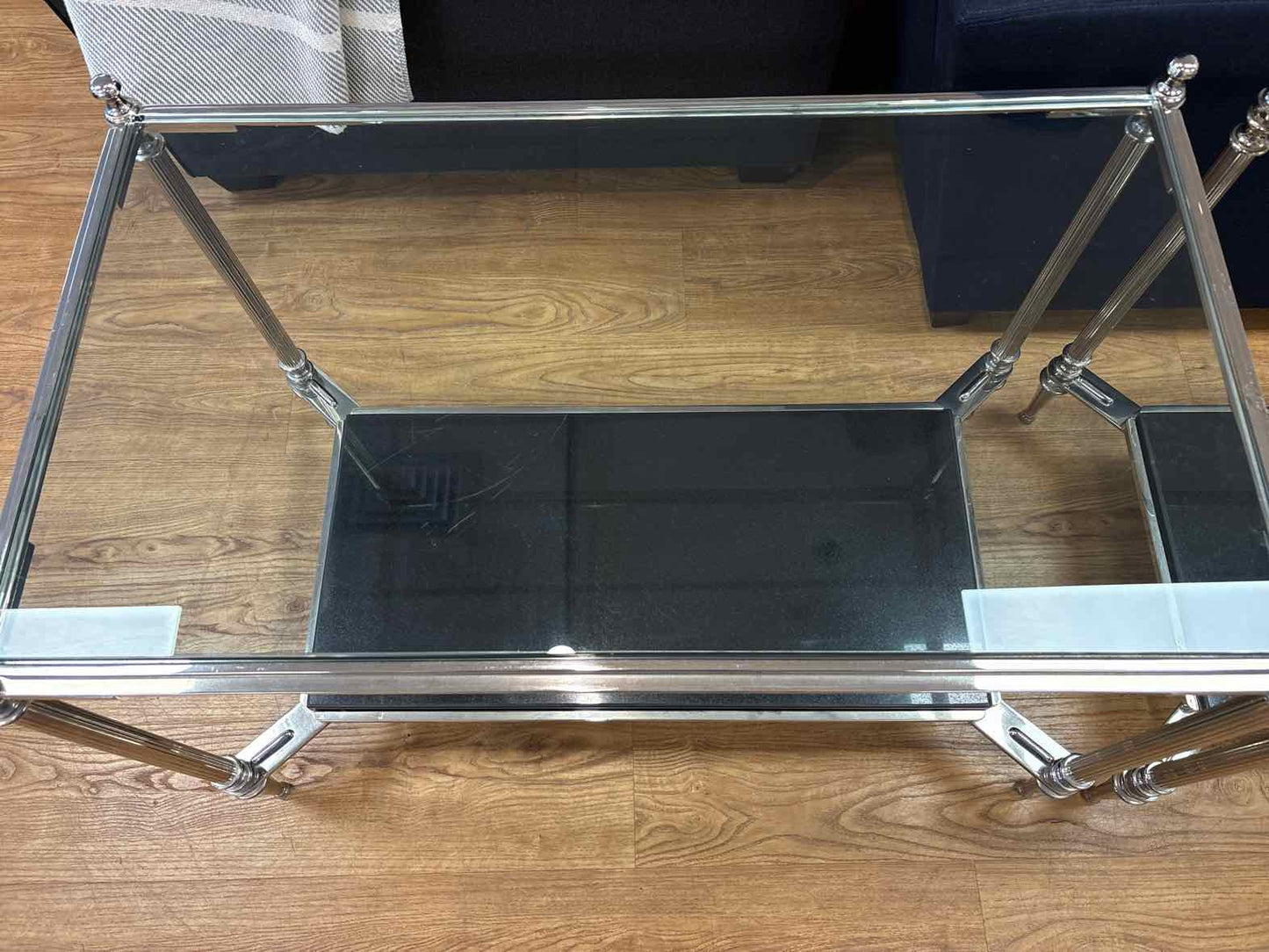 Pair of Chrome and Glass Side Tables