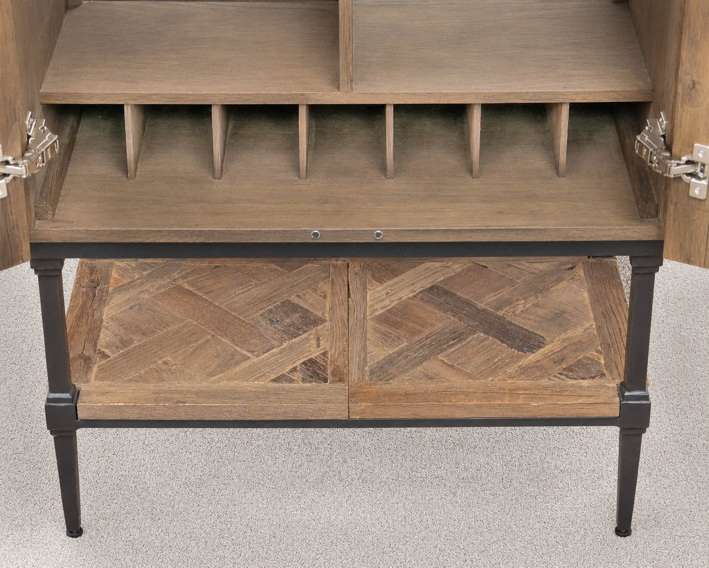 Pottery Barn Rustic Parquet Door Bar Cabinet