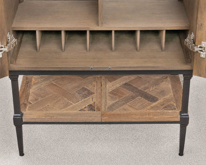 Pottery Barn Rustic Parquet Door Bar Cabinet