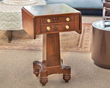 Flame Mahogany Two Drawer Drop Leaf Side Table