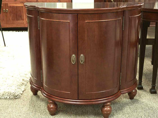 Mahogany Stain  Demi-Lune 2 Door Bar Cabinet