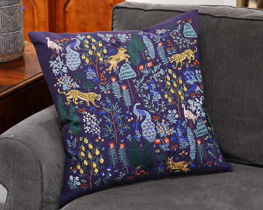 Navy Multi Colored Jungle Accent Pillow