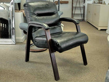 Pair of Black Faux Leather Arm Chairs