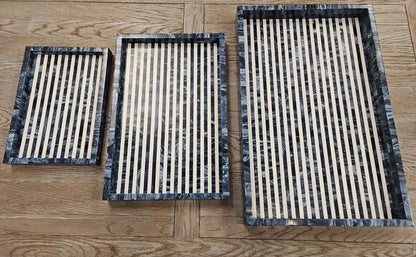 'Multi Blue' Set of 3 Decorative Trays