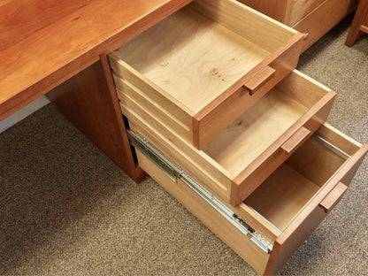 Charles Webb Custom Mid-Century Modern Desk in Cherry with Low Hutch