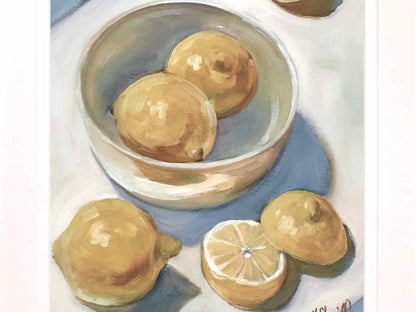 Lemons in White Bowl Still Life Art Print