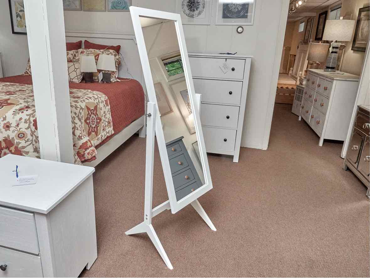 White Finish Cheval Mirror