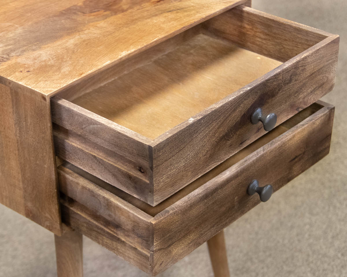 Retro Design Two-Drawer Nightstand with Round Pulls