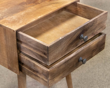 Retro Design Two-Drawer Nightstand with Round Pulls
