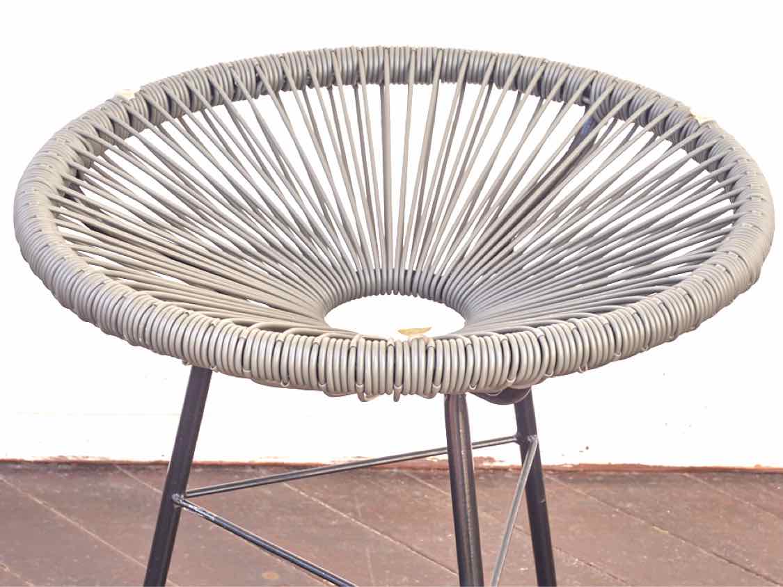 Outdoor3 Piece Plastic String Contemporary Grey Chair Set with Side Table