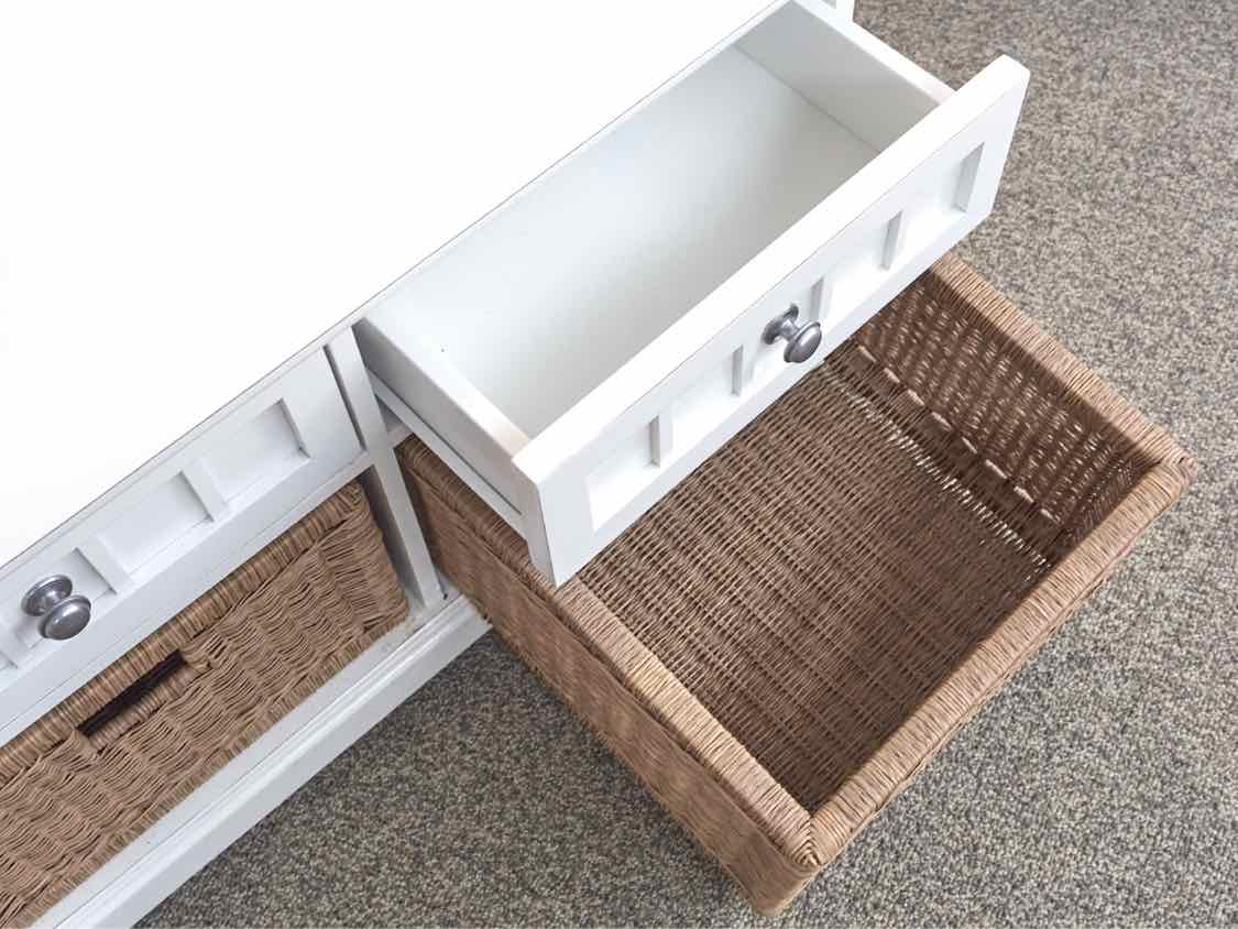 White Storage Bench With Three Drawers