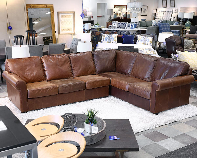 Boston Interiors Mitchum 2-Piece Leather Sectional in Capetown Chocolate