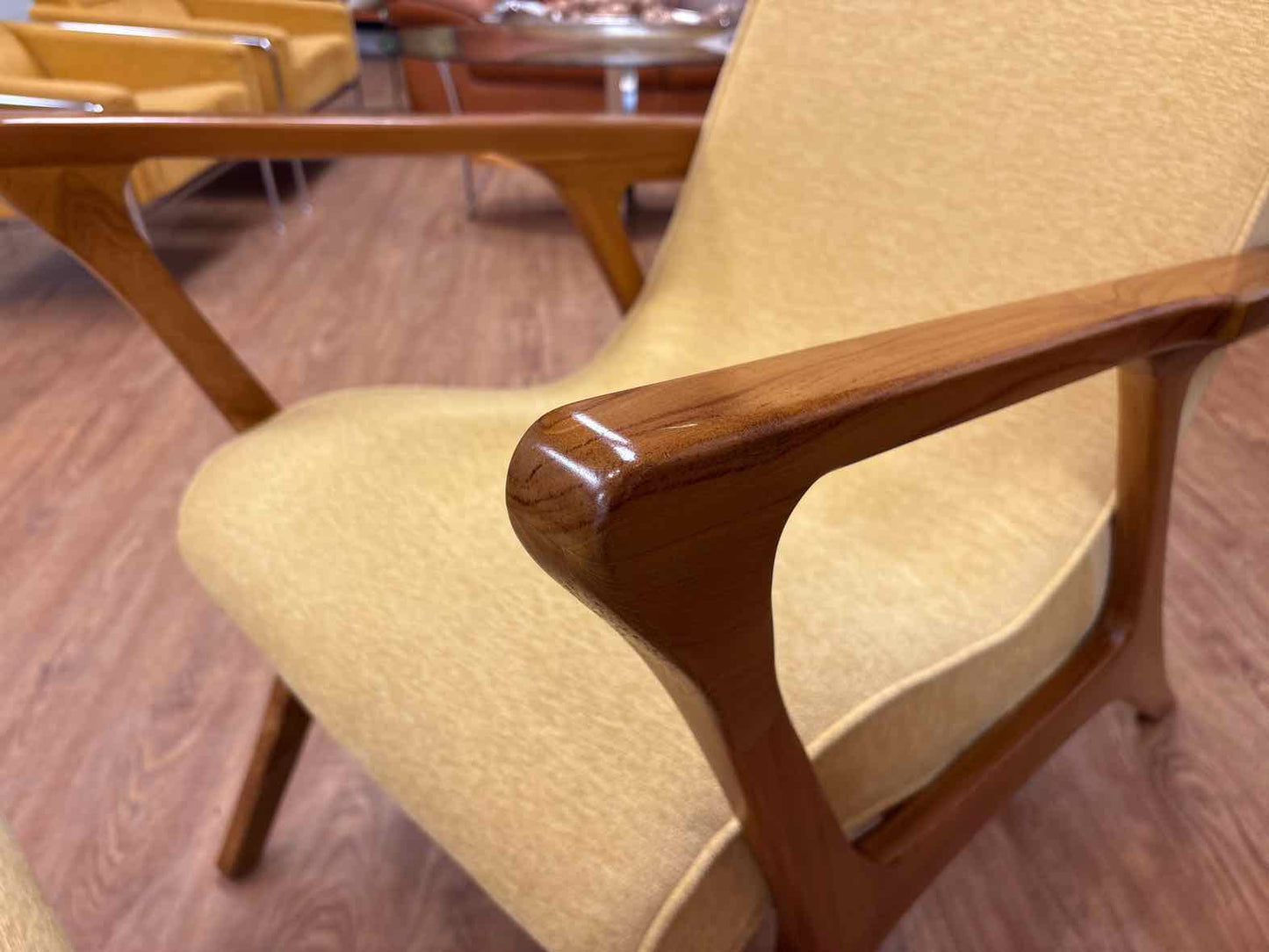 MCM-Style Teak Lounge Chair and Matching Ottoman