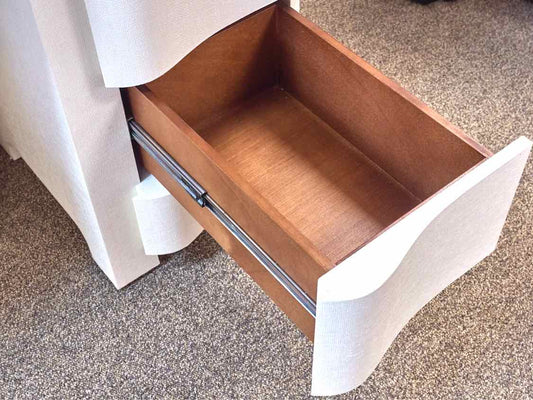 Ivory Fabric Wrapped 7 Drawer Desk