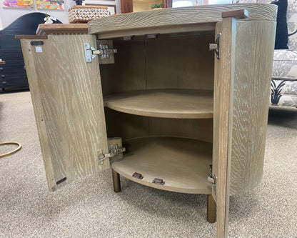 Oval Driftwood Finish 2 Door Nightstand