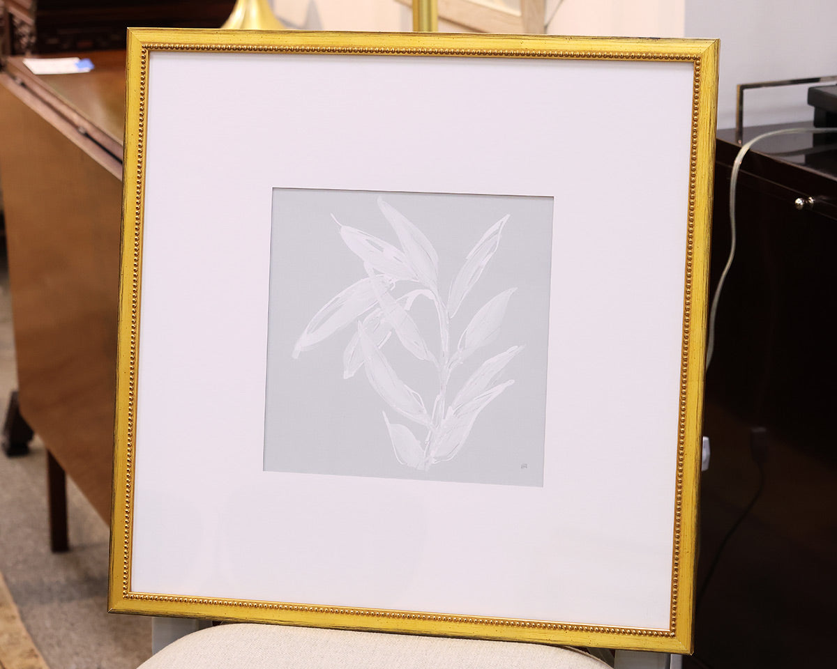 "Leaf Study III" Matted Print in Beaded Gold Frame
