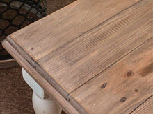 Driftwood Finish Top Cream Turned Legs Side Table