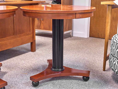 Pair of Ethan Allen 'Medallion' Two Tone Round Side Tables
