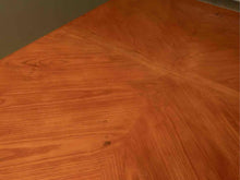 Elm Veneer Double Pedestal Dining Table Includes 18" Leaf