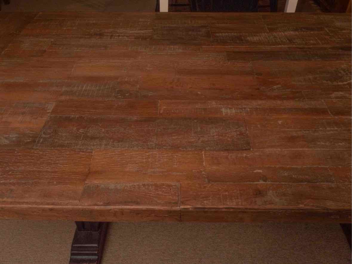 Arhaus  Rustic Reclaimed Wooden  Trestle Base Dining Table