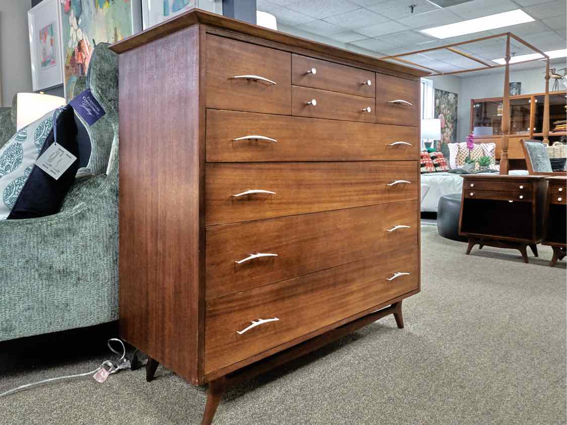 RWay  Walnut  8 Drawer  Chest with Silver Finish Hardware