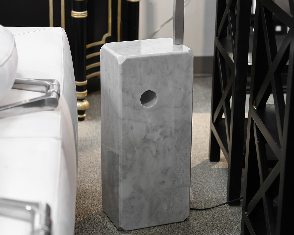 Contemporary Arch Floor Lamp in Chrome with Marble Base