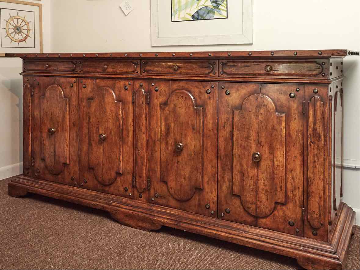 Alderwood Baroque Style 4 Drawer 4 Door with Ornate Carvings Server
