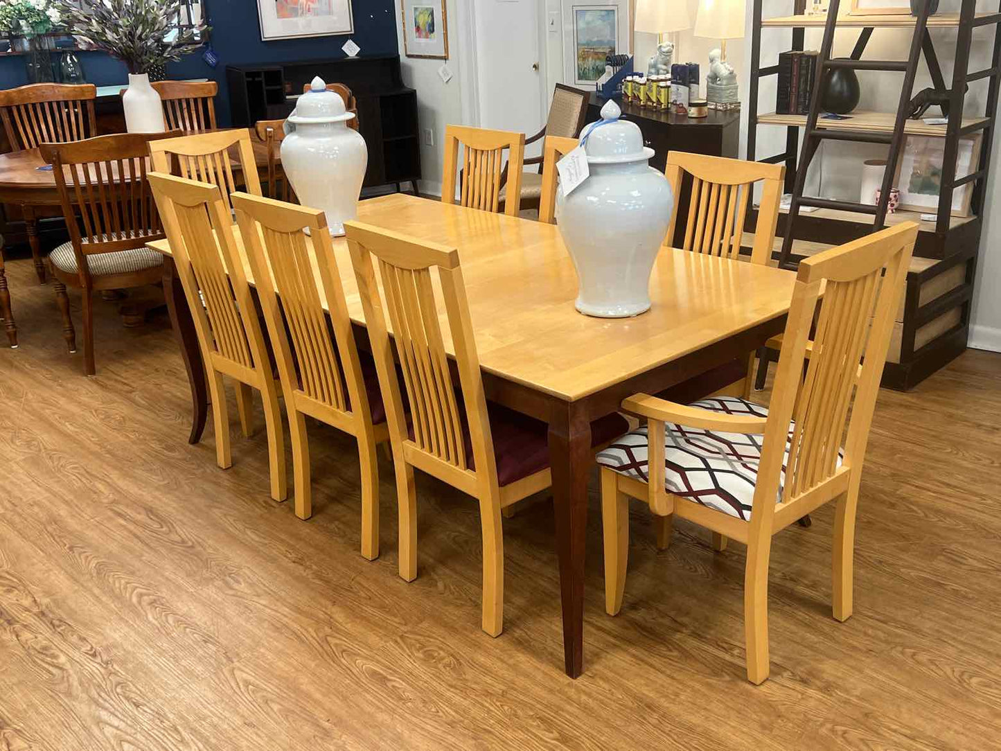 Dual Tone Maple Dining Table w/ 8 Chairs