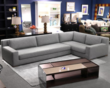 RH Modena Track-Arm Bench Cushion Right Arm Luxe L-Sectional in Grey Linen