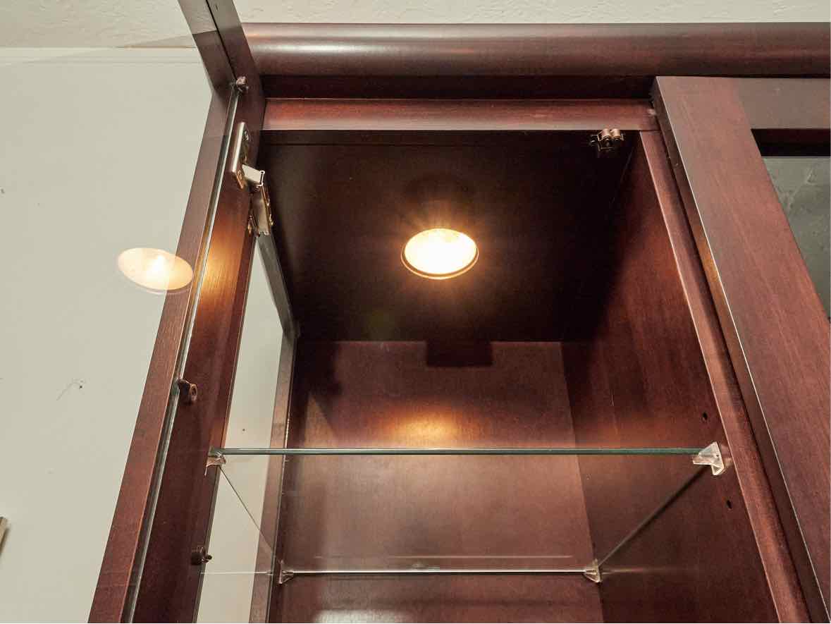 Boston Interiors Cherry 3 Glass Door  3 Drawers 3 Cabinet Doors  Hutch