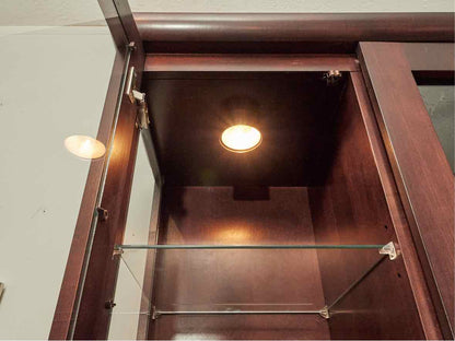 Boston Interiors Cherry 3 Glass Door  3 Drawers 3 Cabinet Doors  Hutch