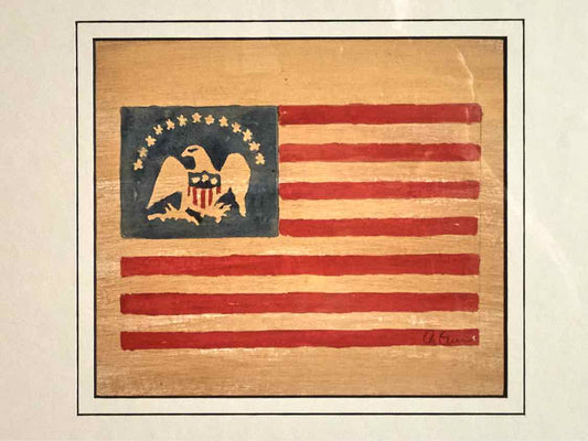 'American Flags V' Art Print In Matt Black & Silver Accent Frame