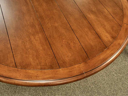 Round  Urn Pedestal Dining Table in Solid Maple with Distressed Finish