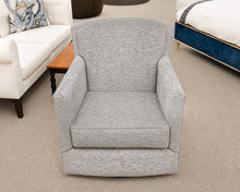 Basset Swivel Chair Upholstered In Grey Chenille Fabric