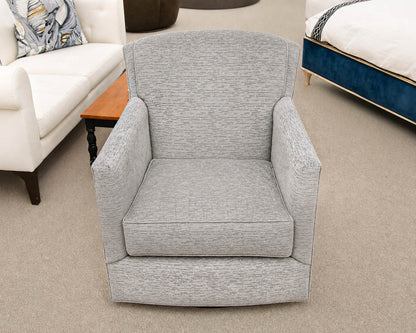 Basset Swivel Chair Upholstered In Grey Chenille Fabric