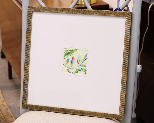 "Botanica II B" Matted Print in Distressed Antique Gold Frame