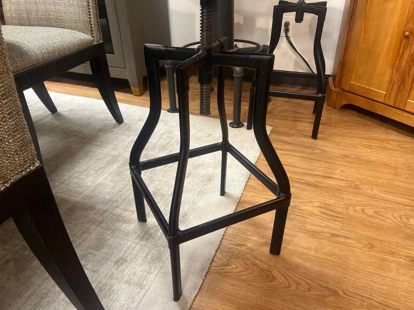 Industrial Wood Top Pub Table w/ Two Stools