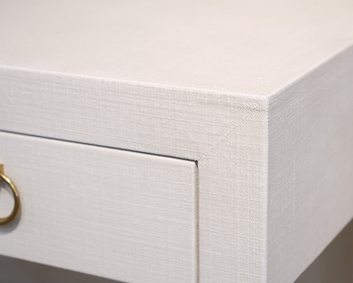 Serena & Lily White Linen Wrapped Nightstand