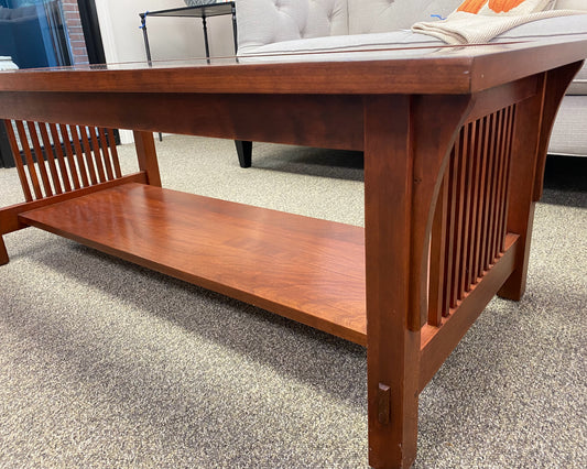 Stickley Classic Mission Cherry Cocktail Table with Glass Insert
