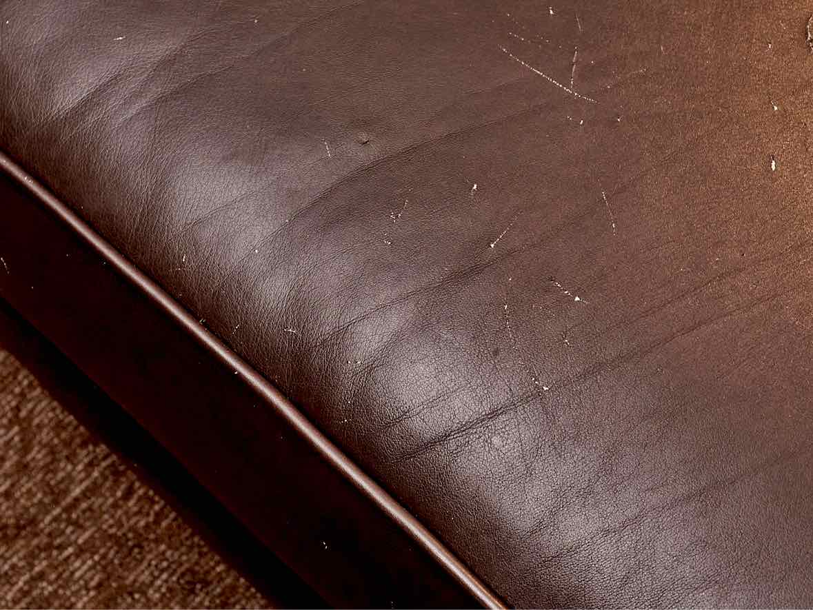 Flexsteel Espresso Brown Bonded Leather Sofa With Cuddle Corner  & Ottoman