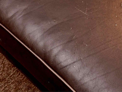 Flexsteel Espresso Brown Bonded Leather Sofa With Cuddle Corner  & Ottoman